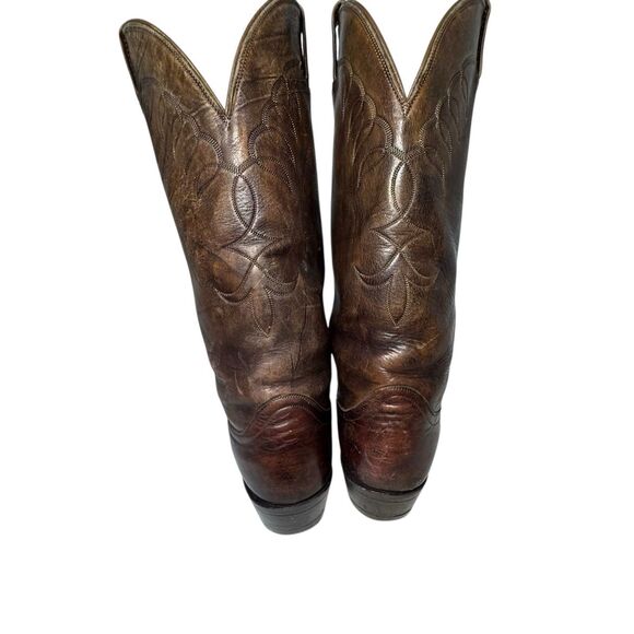 Vintage Brown Leather Black Label Tony Lama Cowboy Boots Men\'s Size 9 main image 15